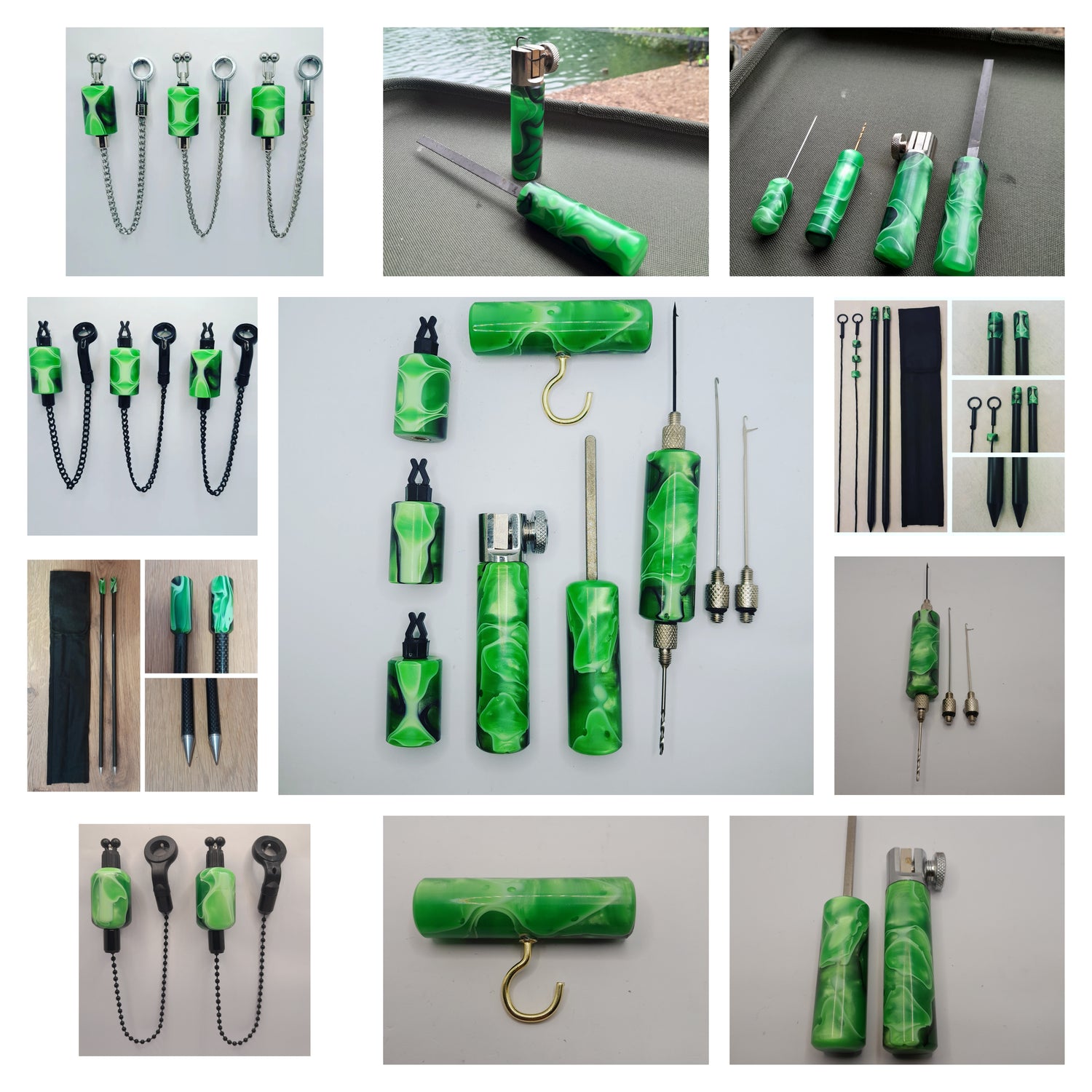 Baiting Tools / Distance Sticks / Hook Sharpener Kits / Knot Pullers