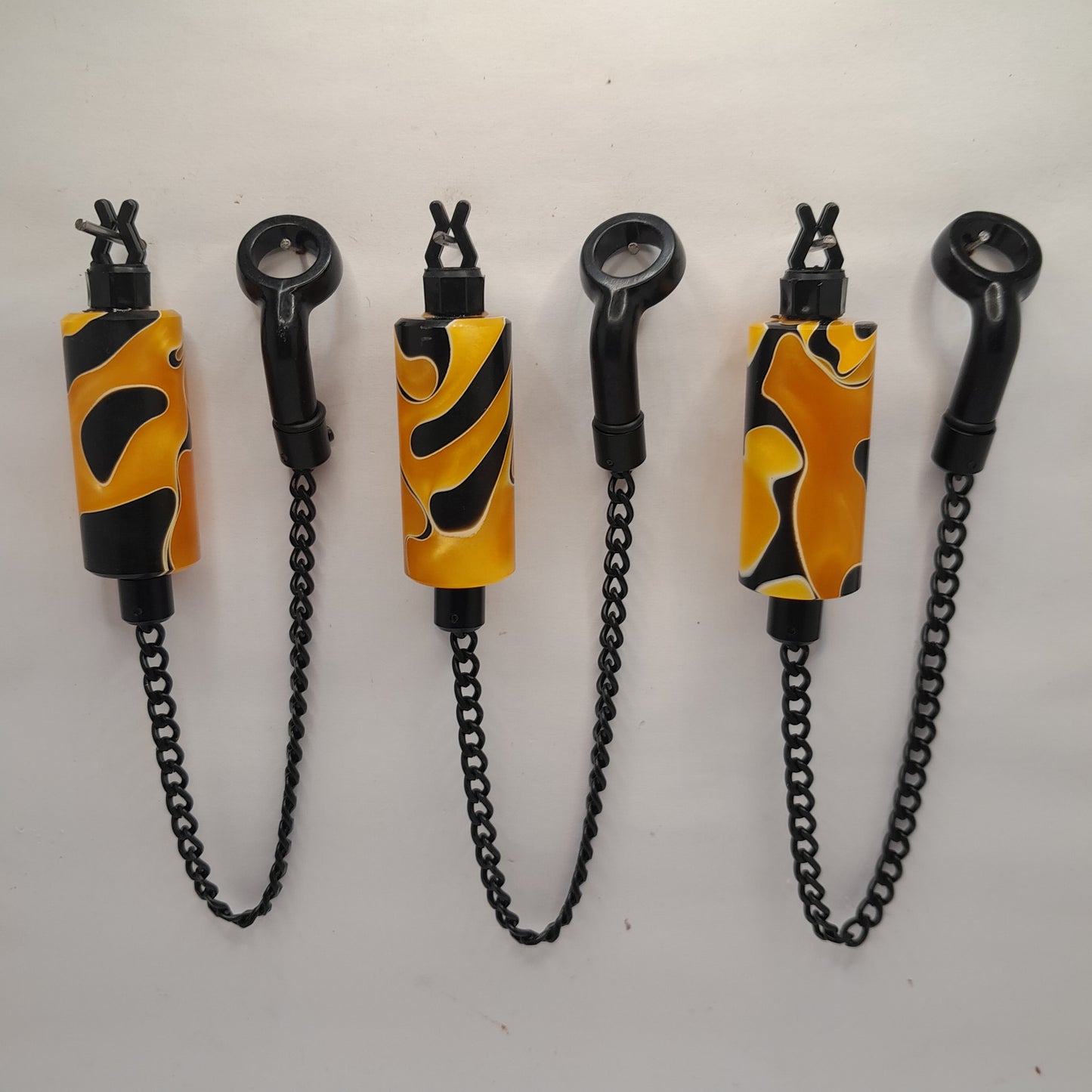 Set Of 3 Long Body Orange/Black/White Marbled Bobbins Ref A1