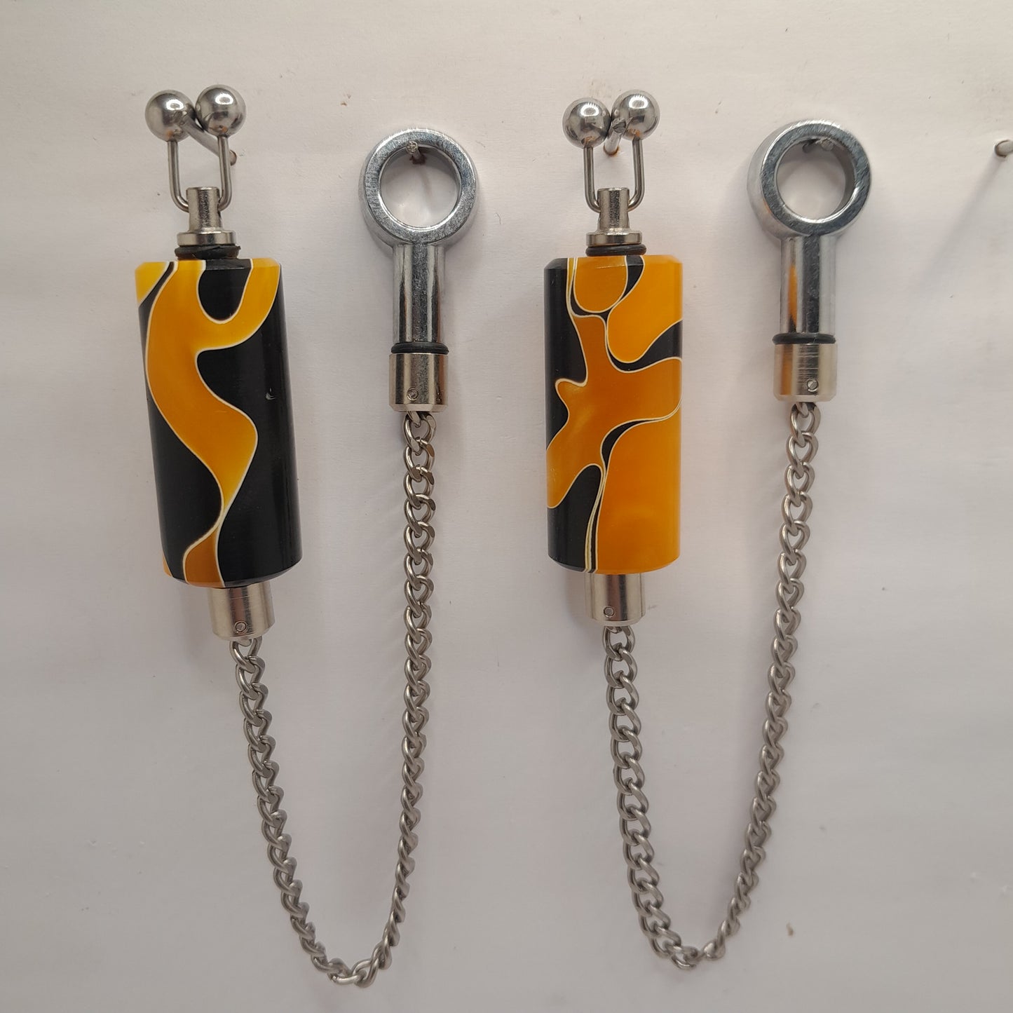 Set Of 2 Long Body Orange/Black/White Marbled Bobbins Ref A3