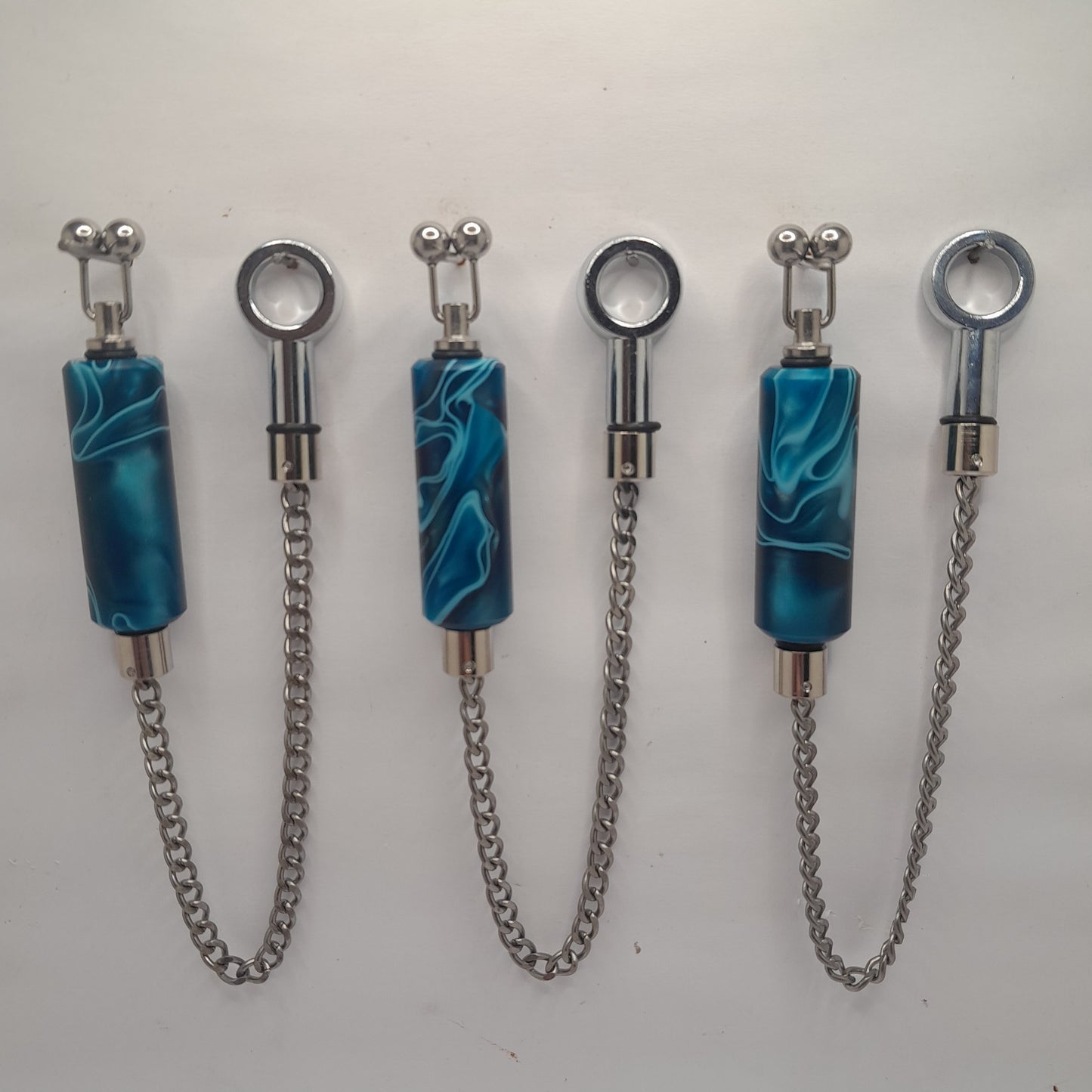 Set Of 3 Long Body Turquoise Marbled Bobbins Ref A22