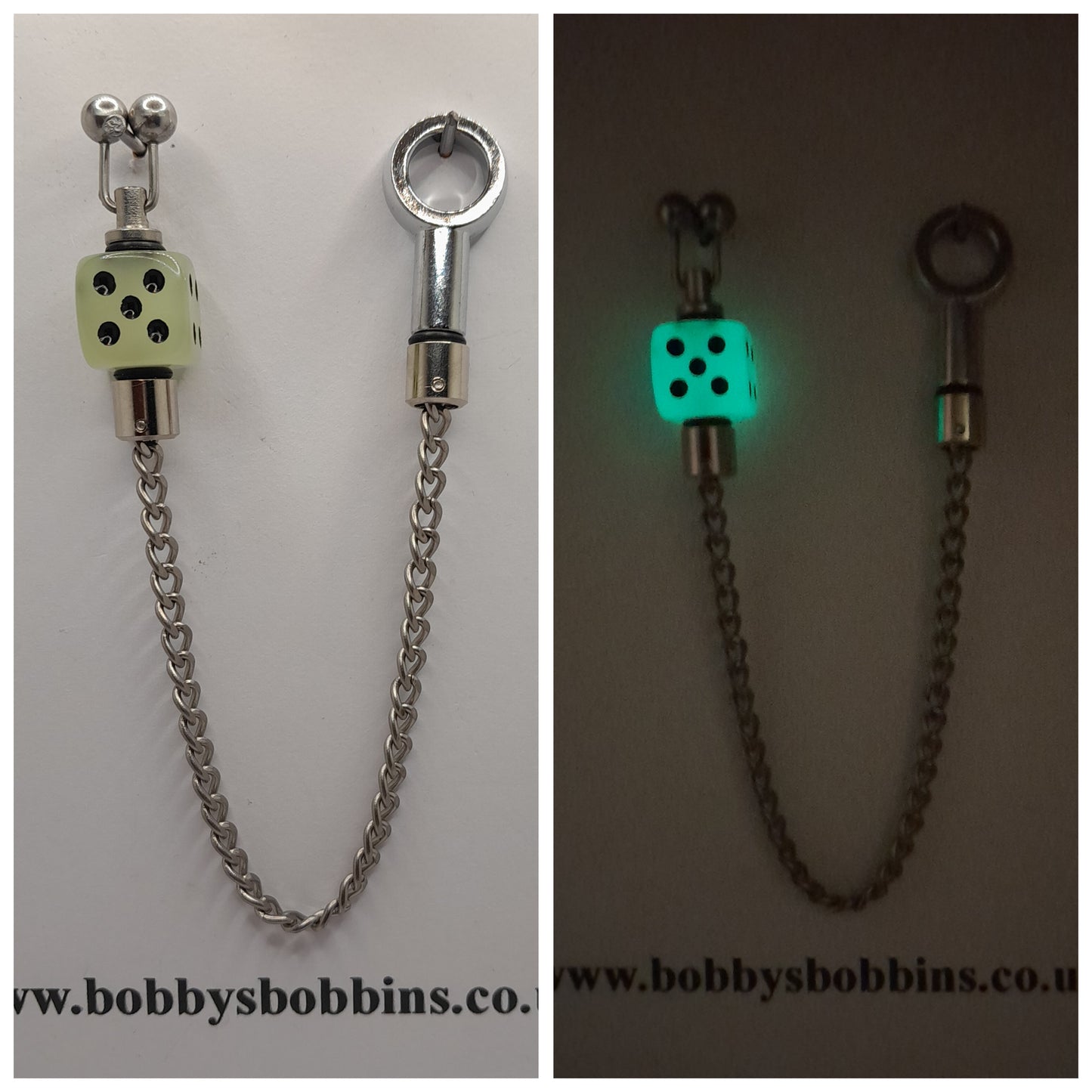 Glow In The Dice Bobby's Bobbin With Black Chain 14mm