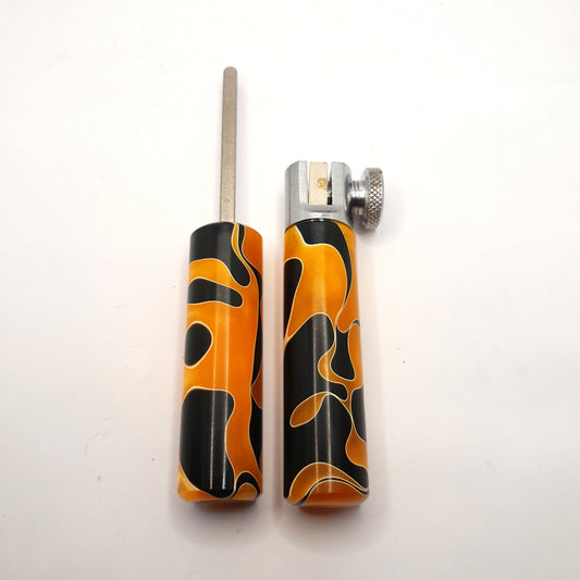 Orange, Black And White Marbled Hook Sharpening Kit