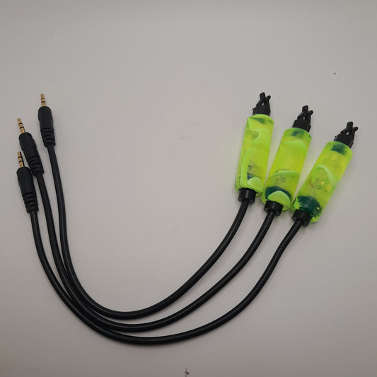 Set Of 3 Slim Illuminated LED Fluro Yellow With Green LED Marbled Light Up Bobbins For Delkim Alarms IL3